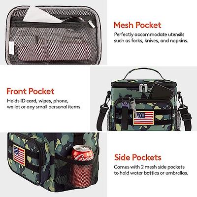 Opux Insulated Dual Compartment Lunch Bag, Leakproof Soft Cooler Box Women Men Adult, Reusable Tote Pail Kids Boys Girls School (Floral Gray)