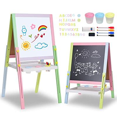 Joyooss Easel for Kids, Wooden Whiteboard & Chalkboard Easel, Foldable