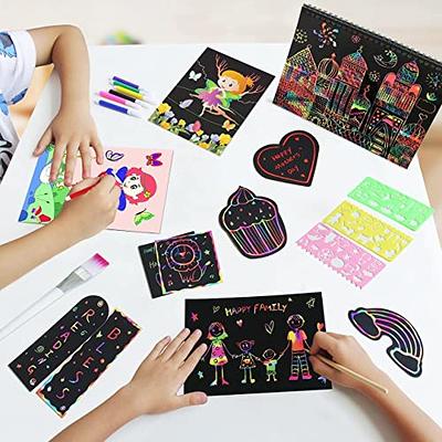 ZMLM 2Pack Rainbow Scratch Paper Notebook Magic Drawing Kit, Arts and Crafts for Kids Ages 6-8 ,8-12 Boys Girls Toys Gifts