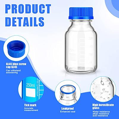 10 Liter Clear Borosilicate Glass Media Bottle, GL-45 Blue Screw Cap,  Graduated