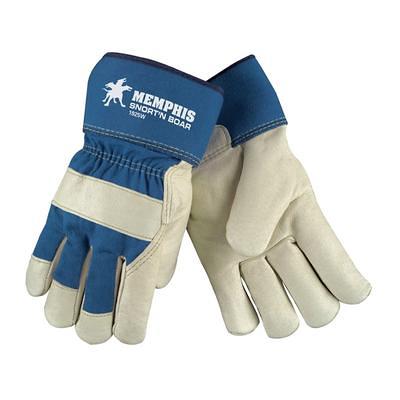 HANDS ON Top Grain Leather Half Finger Gloves, Padded Palm, Hook