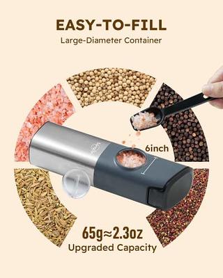 Ovente 2 in 1 Automatic Electric Salt and Pepper Grinder with 6