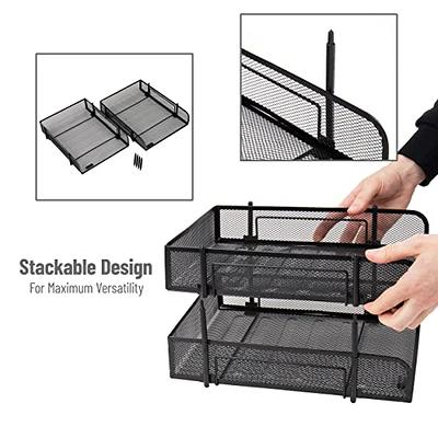 Mind Reader 2 Tier Metal Organizer, Black