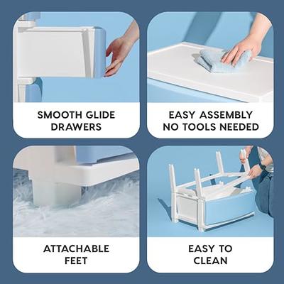 IRIS USA 4 Slim Plastic Drawer Storage with Casters, White