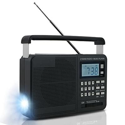 ZHIWHIS Portable Bluetooth Radio, FM AM Shortwave Radios with Sleep Timer  and Preset Function, Rechargeable Digital Recorder, Stereo MP3 Player with