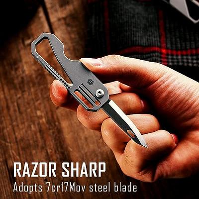 Mini Titanium Alloy Keychain Knife Carabiner Pocket Folding Knife