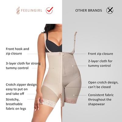 FeelinGirl Shapewear For Women Tummy Control Shapewear Bodysuit Fajas Full  Body Shaper for Women's Shapewear bodysuit Zip Crotch Closure Hook and zip