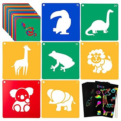 20 PCS Animal Stencils for Kids, 8 x 8 Inch ViikiFain Sidewalk Chalk  Stencils Colorful Drawing Stencils with 5 Pcs Scratch Paper Reusable DIY  Crafts Stencils for Painting on Wood, Canvas, and Walls - Yahoo Shopping