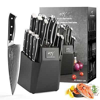 Nanfang Brothers Damascus Kitchen Knife Set w/ Ash Storage Block, 4 Pieces  