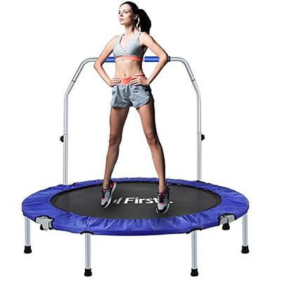 BCAN 40 Foldable Mini Trampoline, Fitness Rebounder with Adjustable Foam  Handle, Exercise Trampoline for Adults Indoor/Garden Workout Max Load  330lbs 