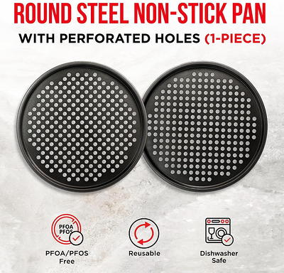 Removable Handle Perforated Pizza Pan, Detachable Handle With