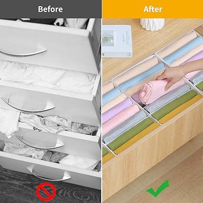 4PCS Wardrobe Clothes Organizer 7 Grids, Closet Organizers and Storage  Baskets, Clothing Storage Bins,Washable Foldable Drawer Clothes Compartment