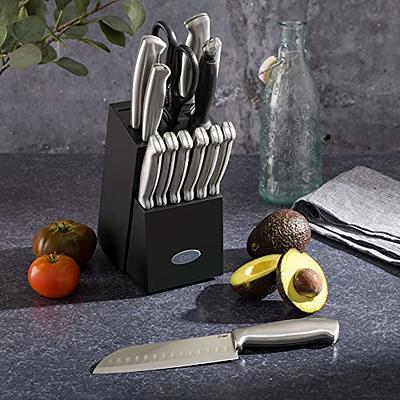 Aoibox 19-Piece Stainless Steel Kitchen Knife Set with Wooden Knife Block, Silver