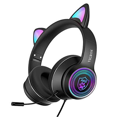 Pacrate Gaming Headset with Microphone for PC PS4 PS5 Headset Noise  Cancelling Gaming Headphones for Laptop Mac Switch Xbox One Headset with LED  Lights Deep Bass for Kids Adults Luxury Black 