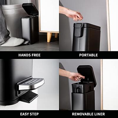 Small Bathroom Trash Can with Lid-5L/1.3 Gal Stainless Steel Step Pedal Trash  Can, Black Slim Wastebasket Easy-Close Lid, Removable Liner Metal Garbage  Container Bin for Bedroom, Kitchen, Office… - Yahoo Shopping