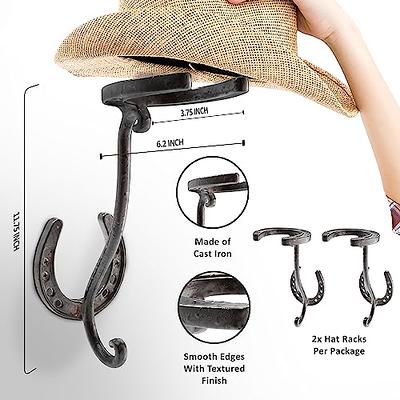 A.J. Boone Cowboy Hat Rack - Set of 2 Decorative Wall-Mounted Holder -  Heavy-Duty Iron Hanger