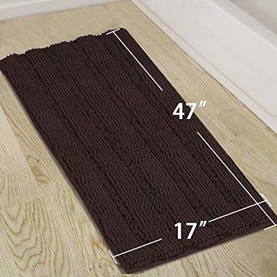 47x17 Inch Large Luxury Grey Striped Bath Mat Soft Shaggy Bathroom