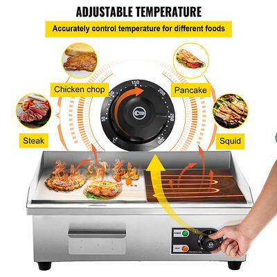 1600W Commercial Electric Griddle Flat Top Grill Hot Plate Fry Pan Stove  BBQ