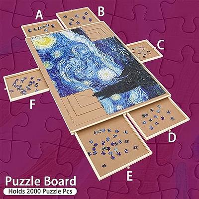  Puzzle Board with Drawers & Cover Mat - 1000 Pieces Wooden  Jigsaw Puzzle Table - 24”x30” Portable Puzzle Board with Cover for Adults &  Children - Colorful Puzzle Trays for Sorting 