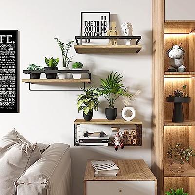 2 Pack Wall Decor Wood Rustic Floating Shelves, Storage Shelves with Towel  Bar for Bathroom, Kitchen, Bedroom, Living Room 