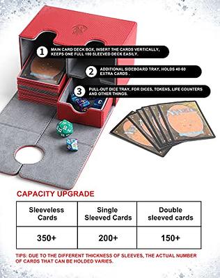 AEGIS GUARDIAN Card Deck Box with Dice Tray for MTG Cards, Commander Deck  Box fit 150+ Sleeved Cards, PU Leather Card Storage Box Strong Magnet Deck