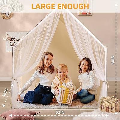 Large Kids Tent for Kids Reading, Kids Playhouse with Banner,Light and  Padded Mat, Nook Boho Adult Tent