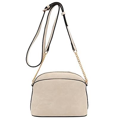FashionPuzzle Saffiano Small Dome Crossbody bag with Chain Strap (Black):  Handbags