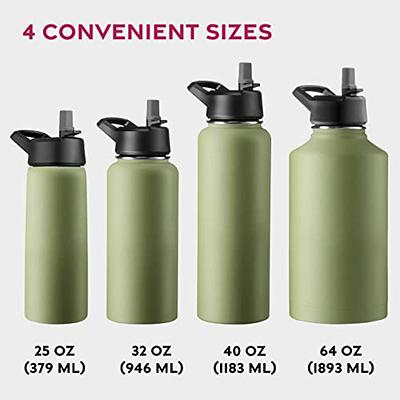 FineDine Insulated Water Bottles with Straw - 40 Oz Stainless Steel Metal  Water Bottle W/ 3 Lids - Reusable for Travel, Camping, Bike, Sports - Army  Green - Yahoo Shopping