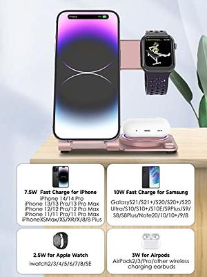 Wireless Charger, 3 in 1 Wireless Charging Station, Fast Wireless Charger  Stand for iPhone 15 14 13 12 11 Pro Max XR XS 8 Plus, for Apple Watch 8 7 6