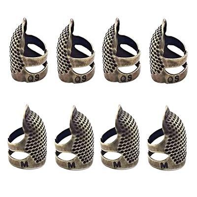 8Pcs Sewing Thimble,Sewing Needles, Finger Protector Adjustable Metal Rings  Kit