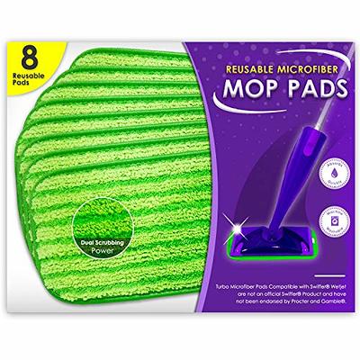 Reusable Floor Mop Pads 2 Pack, Microfiber Mop Refills Compatible with  Swiffer Wet Jet Mop- Machine Washable, 12-inch Microfiber Mop Wet & Dry