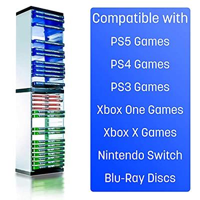 Headset and Game Organizer (up to 24 Games) for PS5 PS4 / Xbox Series S & X  / Switch Accessories, Universal Game Disc Holder Vertical Stand Organizer  Tower 