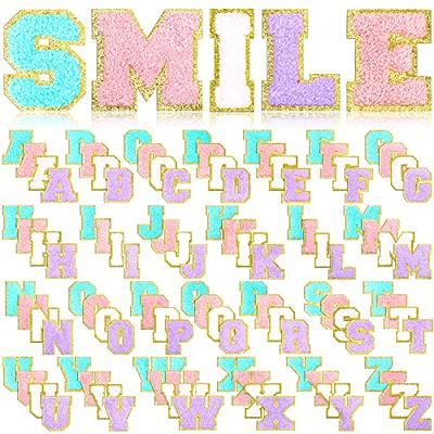 156 Pcs Chenille Glitter Letters Stick-On, Sew- On Colorful Letter Patches