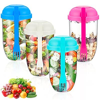 Roshtia 4 Pcs Salad Cup with Lids and Fork Fresh Salad Shaker Container for  Lunch, Keep Fit Salad Dressing Shaker for Portable Breakfast Meal Vegetable  and Fruits - Yahoo Shopping