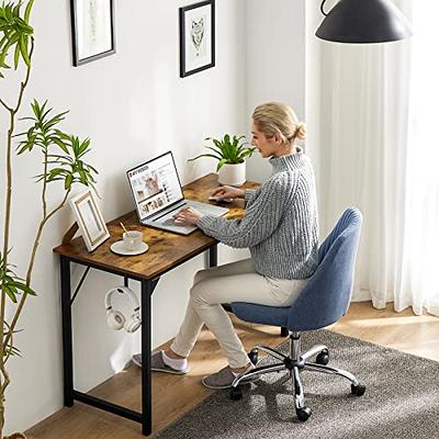 Computer Desk Small Office Desk 40 Inch Writing Desks Small Space Desk  Study Table Modern Simple Style Work Table with Storage Bag Iron Hook  Wooden