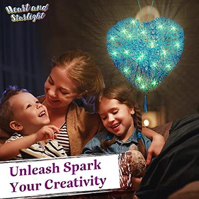  3D String Art Kit for Kids - Makes a Light-Up Heart Lantern -  20 Multi-Colored LED Bulbs - Kids Gifts - Crafts for Girls and Boys Ages  8-12 - DIY Arts