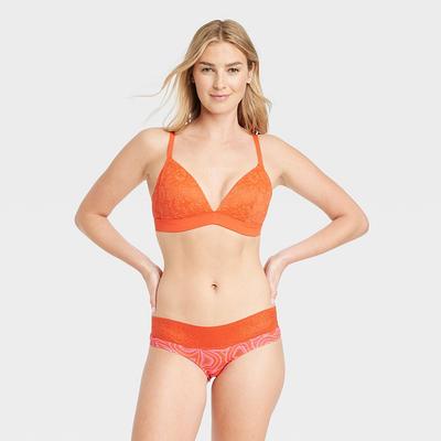 Women's Floral Print Cotton Cheeky Underwear with Lace Waistband - Auden™  Orange M - Yahoo Shopping