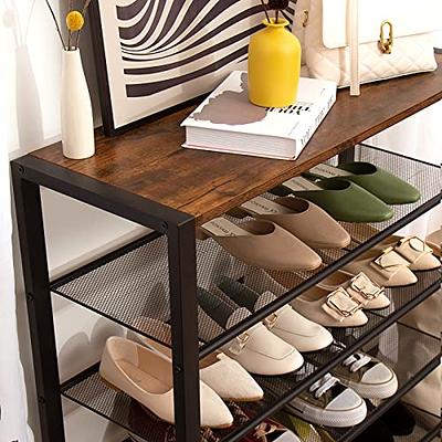 Shoe Organizer with 4 Mesh Shelves Rustic Brown