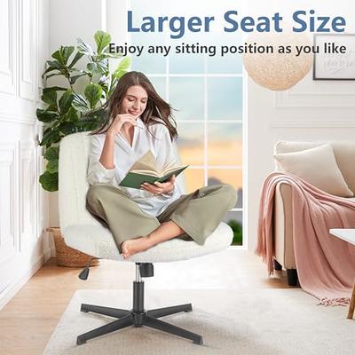CUANBOZAM Armless Desk Chair, Criss Cross Chair No Wheels, Fabric Padded  Desk Chair, Modern Swivel Height Adjustable Office Chair with Wide Seat for  Home, Office, Make Up, Bed Room - Beige 