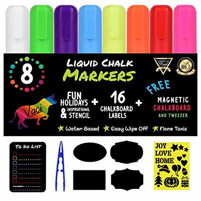 Chalk Markers - 8 Vibrant Fine Tip, Erasable, Non-Toxic, Water-Based, for  Kids & Adults for Glass or Chalkboard Markers for Businesses, Restaurants,  Liquid Chalk Markers (Vibrant 1Mm)