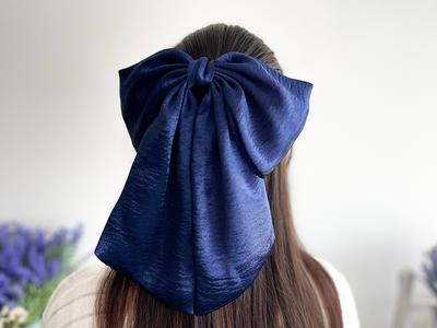 Satin Hair Bow Barrette in Black at Urban Outfitters