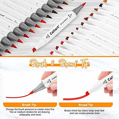 Double Tipped Art Marker Set for Artist Adults Coloring Sketching Drawing  Alcohol-based Ink - Brush Chisel Dual Tips 48 Colors BLACK