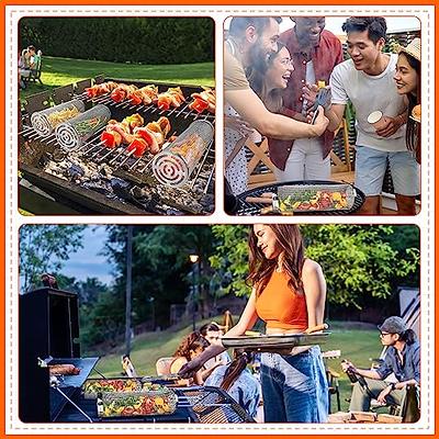 Grill Basket 2 PCS Rolling Grilling Baskets for Outdoor Grilling