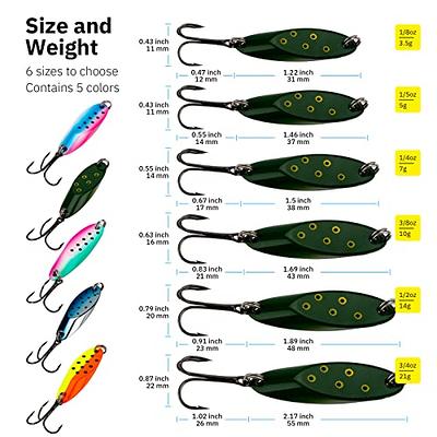 THKFISH Fishing Lures Fishing Spoons Trout Lures Saltwater Spoon Lures  Casting Spoon for Trout Bass Pike Walleye Color A, 1/8oz-5pcs - Yahoo  Shopping