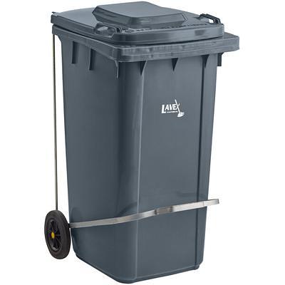 Lavex 95 Gallon Gray Wheeled Rectangular Trash Can with Lid