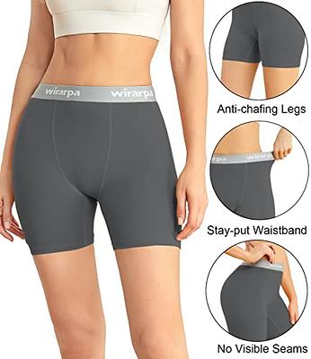 wirarpa Women's Cotton Boxer Briefs Underwear Anti Chafe Boy Shorts 3  Inseam 4 Pack Black Heather Grey Orange Red 2X-Large