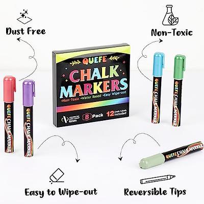 Liquid Chalk Pens (30 Pack 6mm) Pastel + Neon Chalk Markers - Erasable Dry Erase Pen for Blackboards Chalkboard Window Glass - 6mm Reversible
