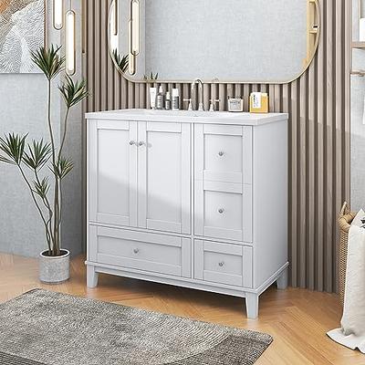 FCH Pedestal Sink, Storage Cabinets with Two Doors and Adjustable Shelves  Under Sink Organizer Bathroom Vanity Storage White