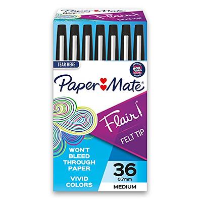 Paper Mate Flair Felt Tip Pen, Medium Point 0.7mm, Black Ink, 24