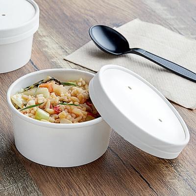 Choice 64 oz. White Paper Soup / Hot Food Cup Vented Lid - 25/Pack